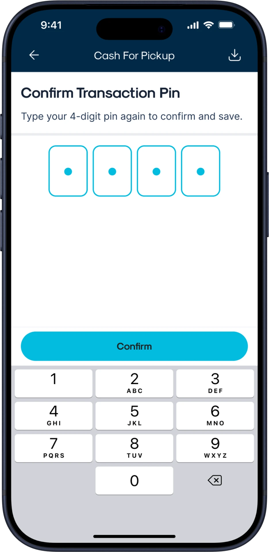 GigPay mobile screen prompting the user to enter their transaction PIN to authorize the payment.