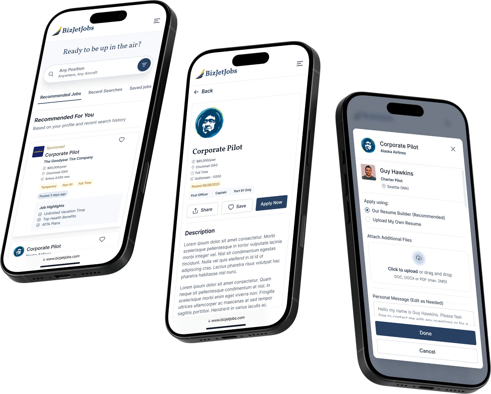 BizJetJobs aviation hiring marketplace — connecting pilots with operators